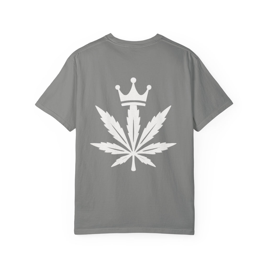 High Society Crowned Leaf Graphic T-shirt — Grey and White