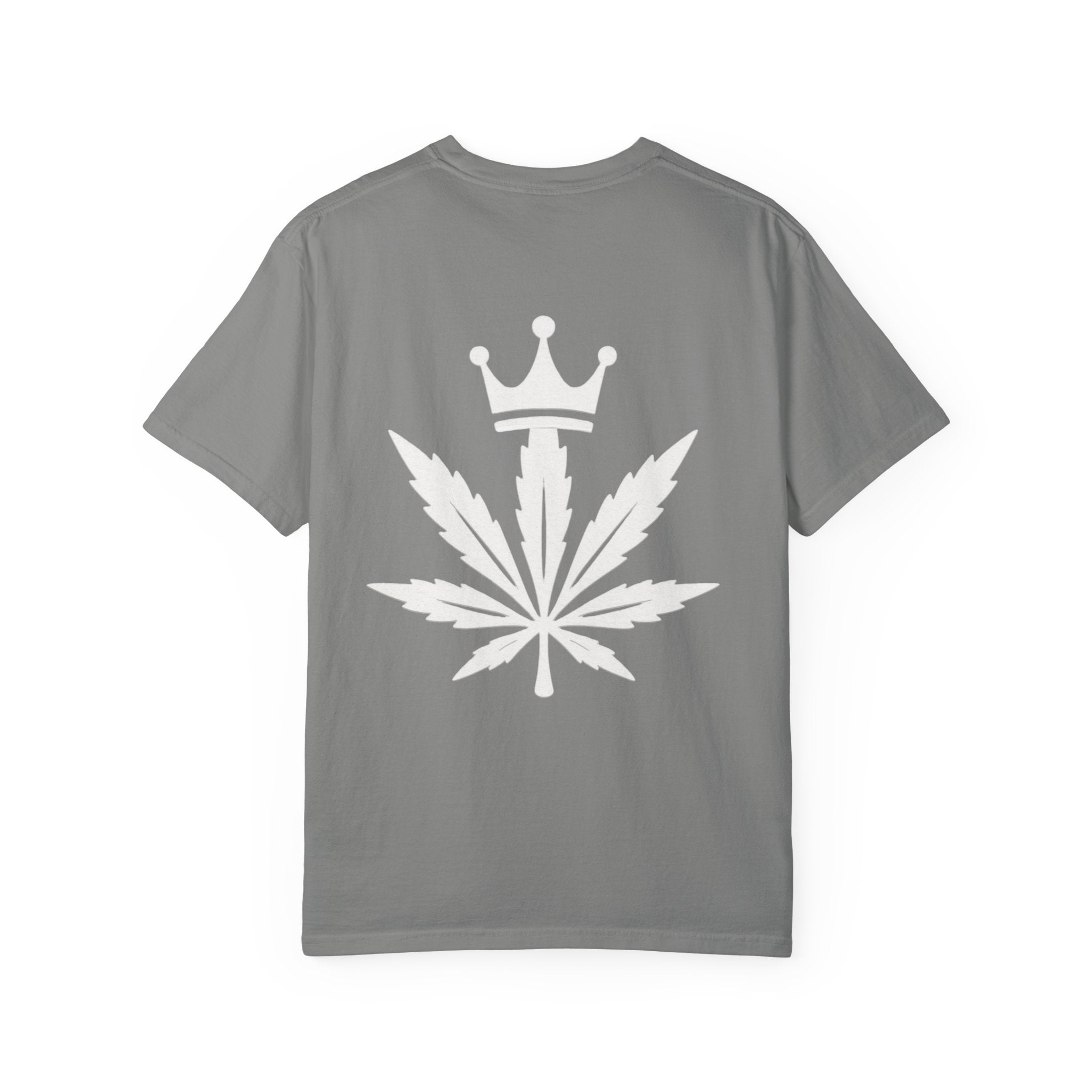 High Society Crowned Leaf Graphic T-shirt — Grey and White