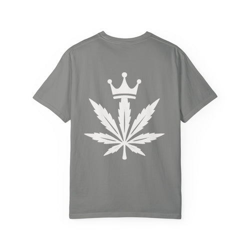 High Society Crowned Leaf Graphic T-shirt — Grey and White