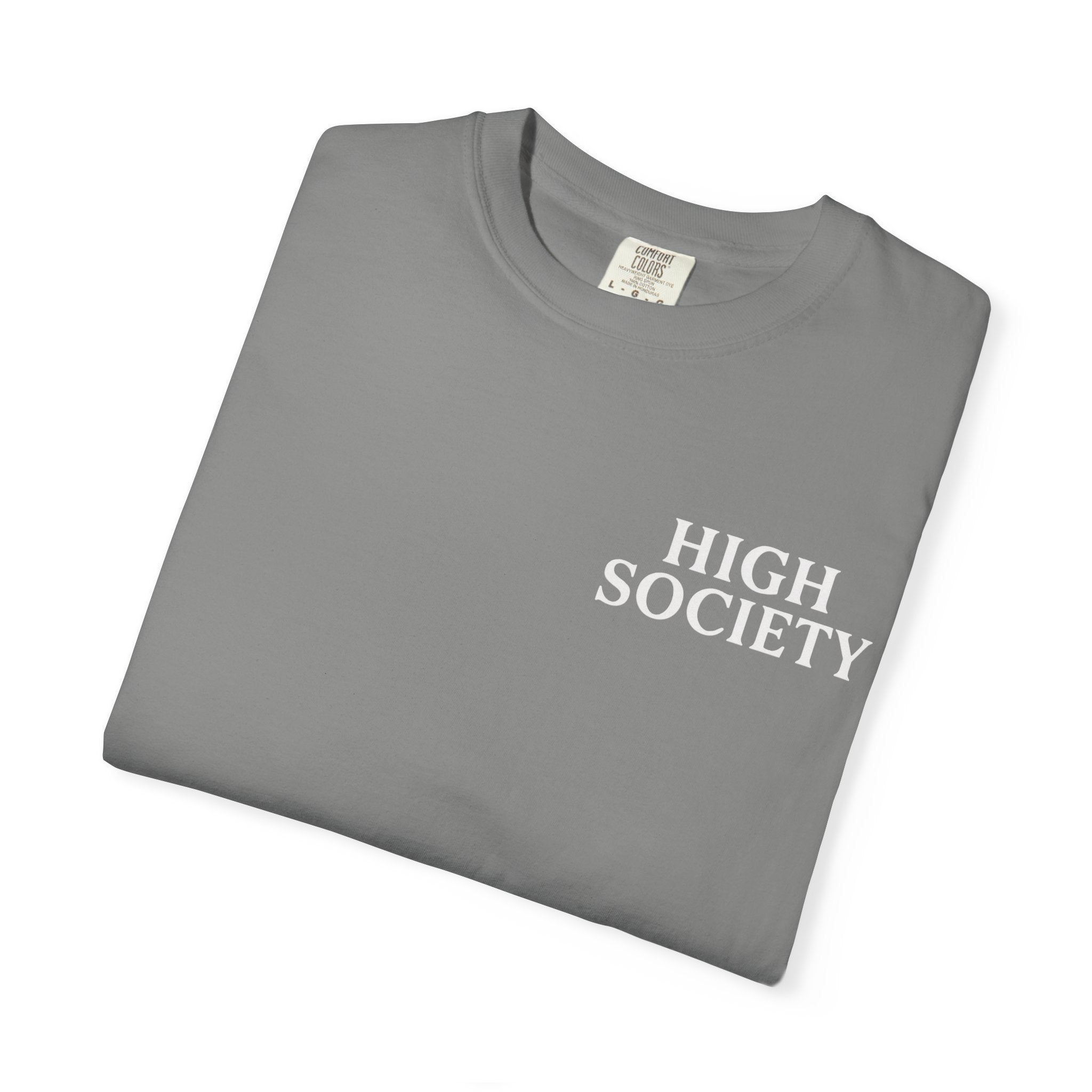 High Society Crowned Leaf Graphic T-shirt — Grey and White