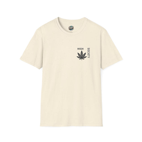 High Society Leaf T-Shirt detail view – HIGH SOCIETY cannabis leaf chest print