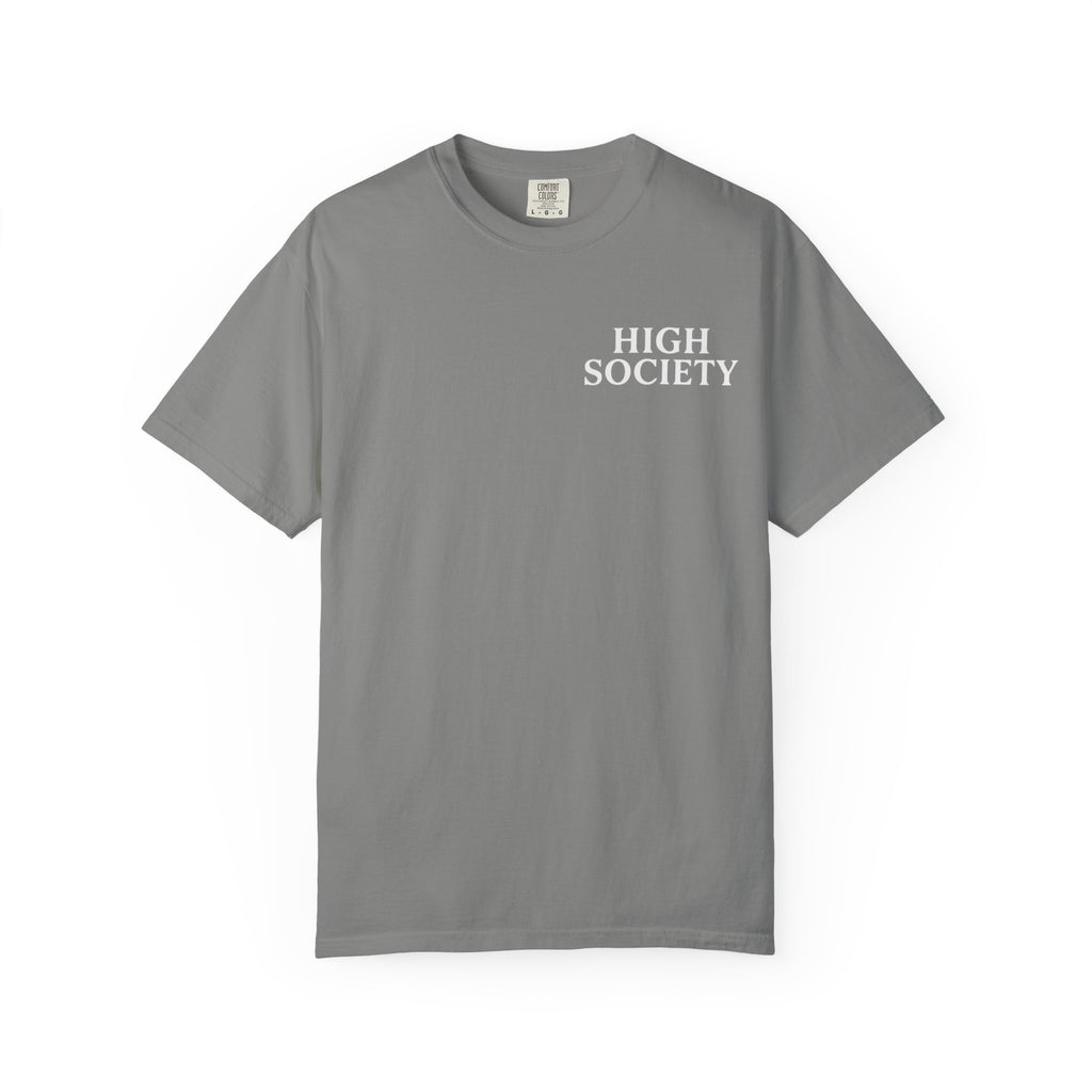 High Society Crowned Leaf Graphic T-shirt — Grey and White